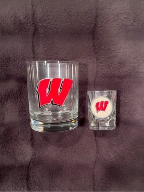 NCAA University of Wisconsin Madison (Badgers) Rocks Glass & Shot Glass Set
